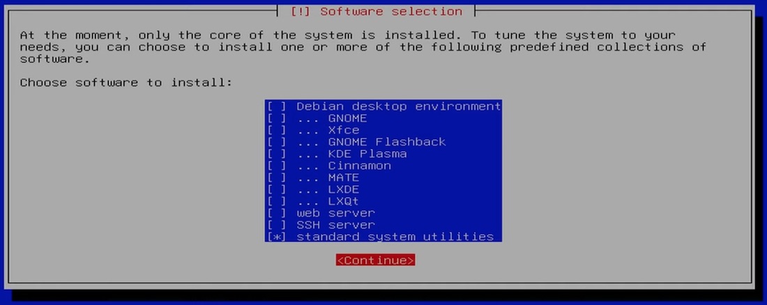 Debian 12, Select and install software section