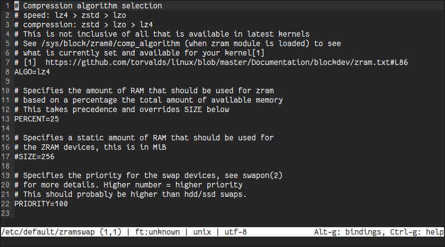 zramswap in micro editor